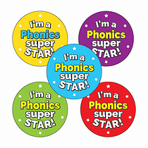 'I'm a Phonics Super Star'' Stickers - Multicoloured (30 Stickers - 25mm)