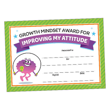 Improving My Attitude Certificates - Growth Mindset (20 Certificates - A5)
