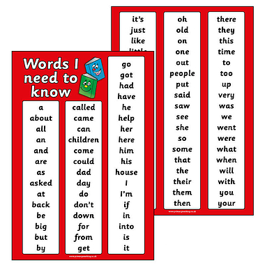 Initial High Frequency Key Words - 2 Paper Poster Set (A2)