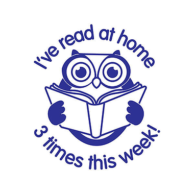 'I've read at home 3 times this week'' Stamper  - Owl - Blue Ink (25mm)