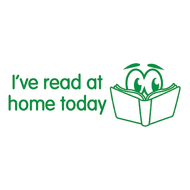 "I've read at home today" Stamper - Green Ink (38mm x 15mm)