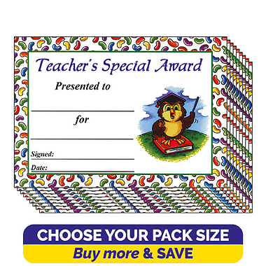 Jellybean Scented Teacher's Special Award Certificates (A5)