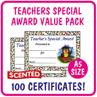 Jellybean Scented Teacher's Special Award Certificates Value Pack (100 Certs - A5)