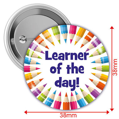 Learner of the Day! Badges - Multi Coloured (10 Badges - 38mm)