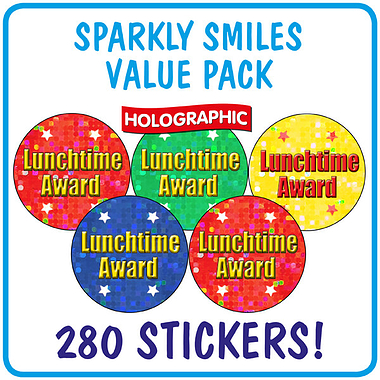 Lunchtime Holographic Stickers Value Pack (280 Mixed Stickers - 20mm)