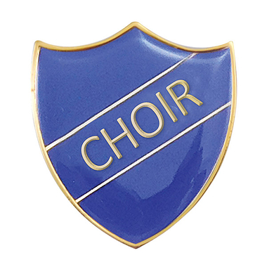 Enamel Choir Shield Badge - Blue - 30 x 26mm