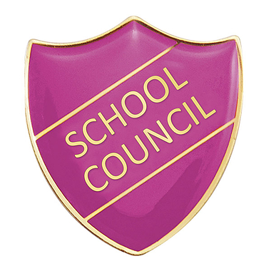 Enamel School Council Shield Badge - Pink - 30 x 26mm