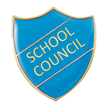 School Council Enamel Shield Badge - Cyan  