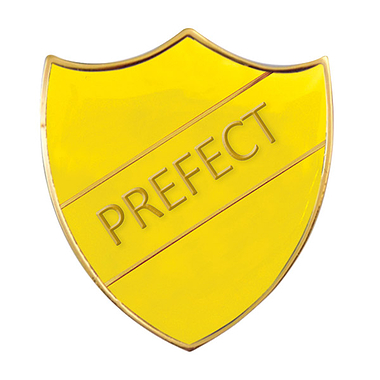 Enamel Prefect Shield Badge - Yellow - 30 x 26mm