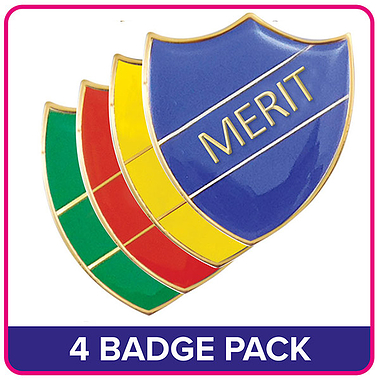 4 Enamel Merit Shield Badges  - 30 x 26mm