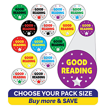 Metallic Good Reading Stickers - 10mm