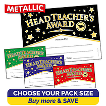 Metallic Head Teacher's Award Certificates - A5