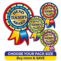 Metallic Head Teacher's Award Rosette Stickers (54mm x 37mm) Brainwaves