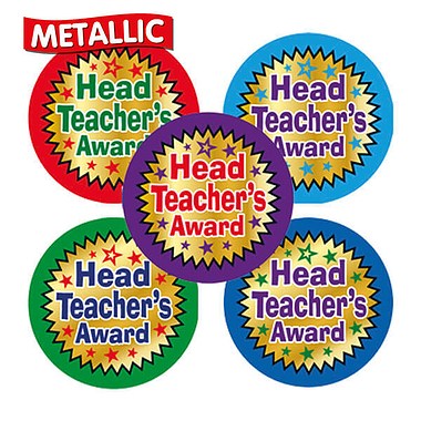 Metallic Head Teacher's Award Star Stickers (35 Stickers - 37mm) Brainwaves