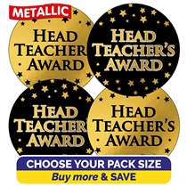 Metallic Head Teacher's Award Stickers (35mm or 37mm)