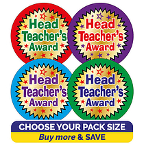 Metallic Head Teacher's Award Stickers - 37mm