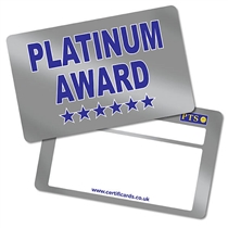 Metallic Platinum Award CertifiCARDS (10 Cards - 86mm x 54mm)