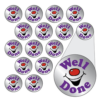 Metallic Smiley Stickers - Well Done (196 Stickers - 10mm)