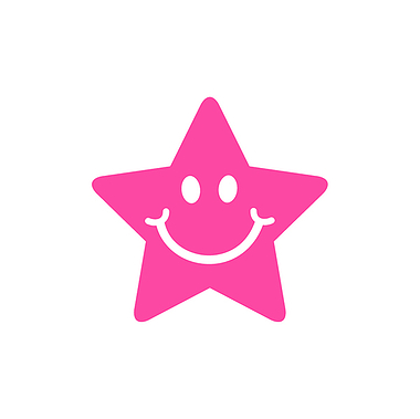 Mini Smiley Star Stamper - Pink - 10mm