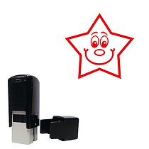 Mini Smiley Star Stamper - Red - 10mm