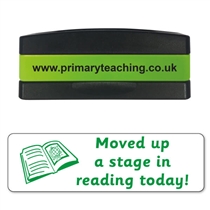 Moved Up a Stage in Reading Today Book Stakz Stamper - Green - 44 x 13mm