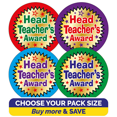 Metallic Head Teacher's Award Stickers (37mm) Brainwaves