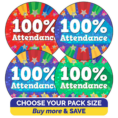 100% Attendance Stickers (37mm)