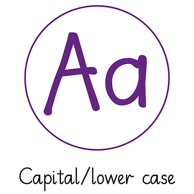 Pedagogs Marking Stamper - Aa Capital/Lower Case (Purple Ink - 20mm)