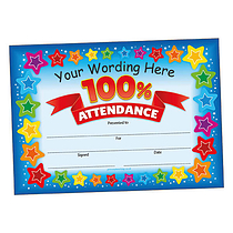 Personalised 100% Attendance Certificate - A5