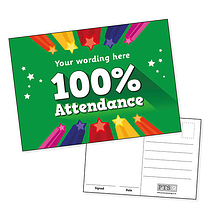 Personalised 100% Attendance Postcard - A6