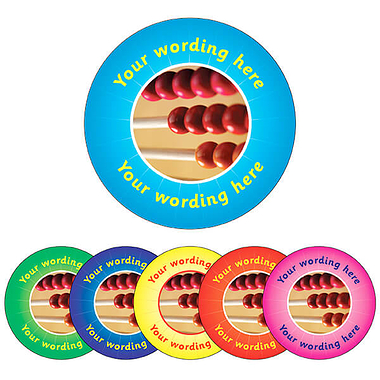 Personalised Abacus Stickers (70 per sheet - 25mm)