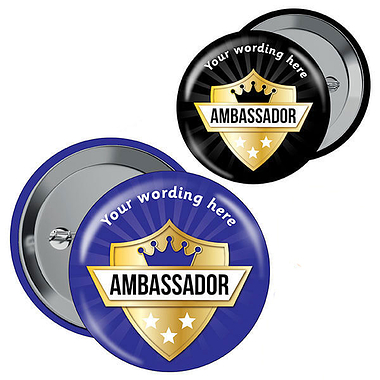 Personalised Ambassador Badges (10 Badges - 2 Sizes)