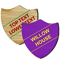 Personalised Bamboo Badge Shield - Double Line