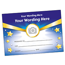 Personalised Banner and Stars Certificate - Blue - A5