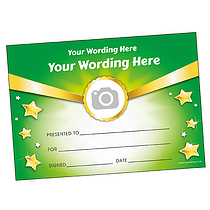 Personalised Banner and Stars Certificate - Green - A5