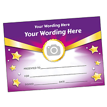 Personalised Banner and Stars Certificate - Purple - A5