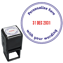 Personalised Date Stamper - Blue/Red - 38mm