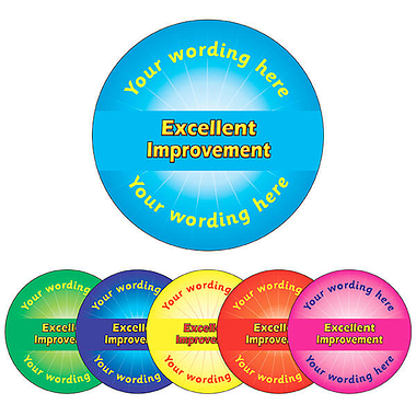 Personalised Excellent Improvement Stickers (70 per sheet - 25mm)
