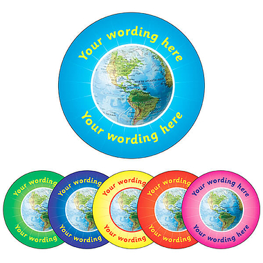 Personalised Geography Stickers (70 per sheet - 25mm)