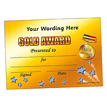 Personalised Gold Award Certificate - A5