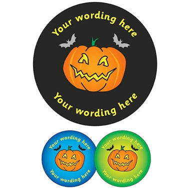 Personalised Halloween Pumpkin Stickers (35 per sheet - 37mm)
