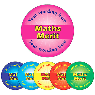 Personalised Maths Merit Stickers (70 per sheet - 25mm)