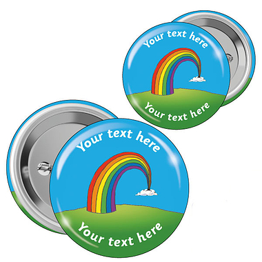 Personalised Rainbow Badges (10 Badges - 2 Sizes)