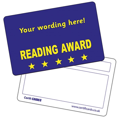 Personalised Reading Award Certificard (86mm x 54mm)