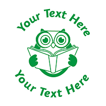 Personalised Reading Owl Stamper - Green - 25mm
