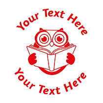 Personalised Reading Owl Stamper - Red - 25mm