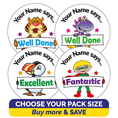Personalised SCENTED Character Stickers - Bubblegum (37mm) 