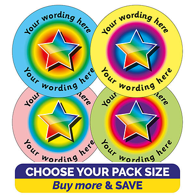 Personalised SCENTED Rainbow Star Stickers - Sherbet (37mm)