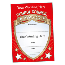Personalised School Council Shield Certificate  - A5