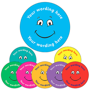 Personalised Smiley Face Stickers (70 per sheet - 25mm)